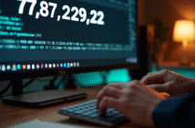 Clavier d'ordinateur et écran affichant une adresse IP
