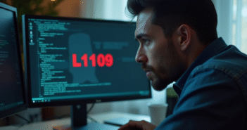 Personne inquiète regardant un écran d'ordinateur avec erreur L1109