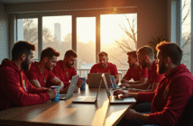 Fans passionnes de football autour d'une table à Lyon