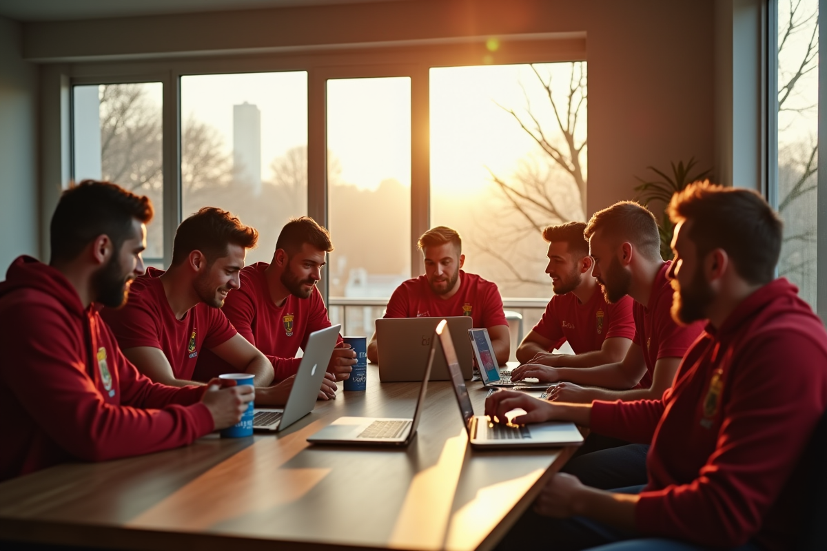 Fans passionnes de football autour d'une table à Lyon