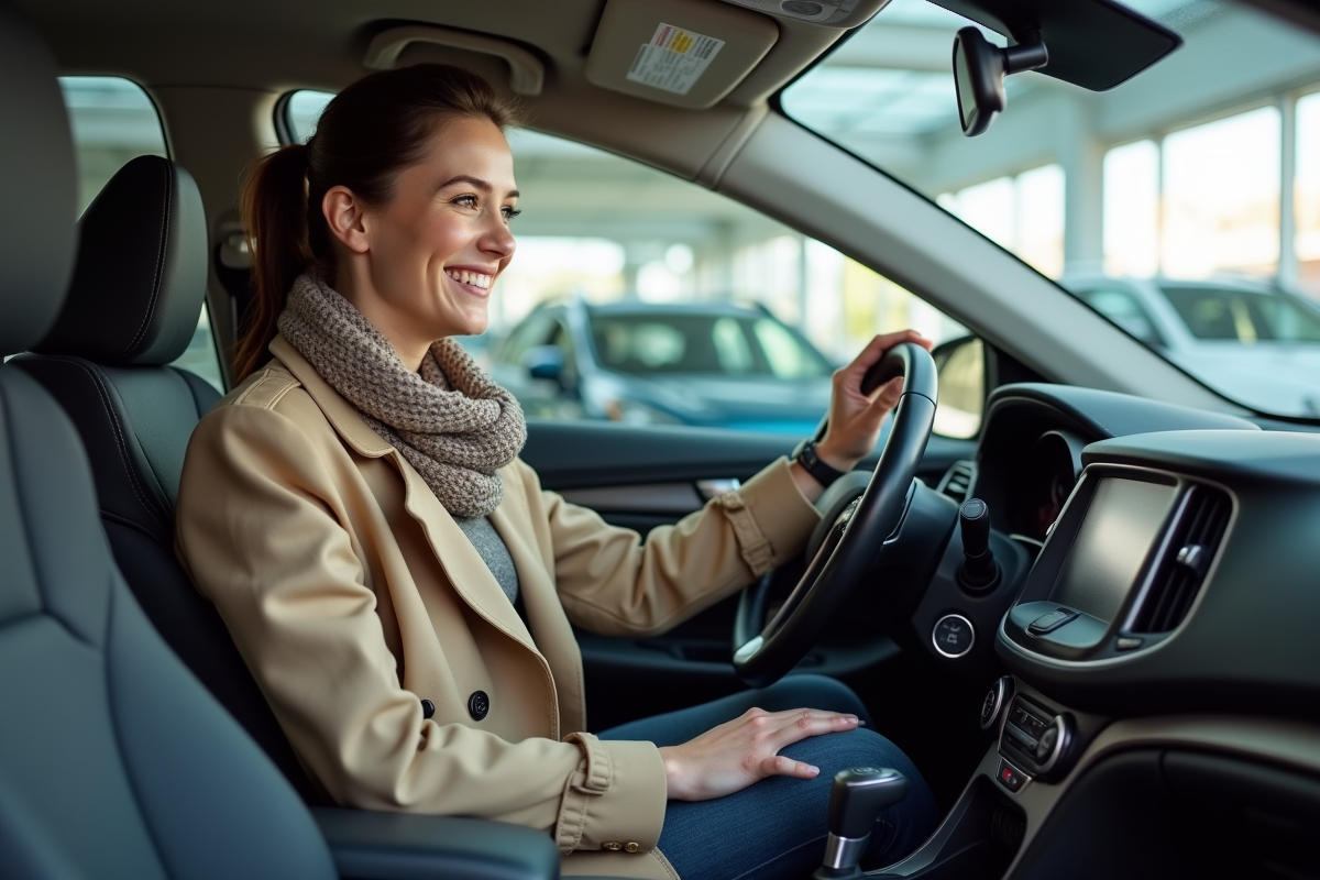 Jeune femme dans une voiture d