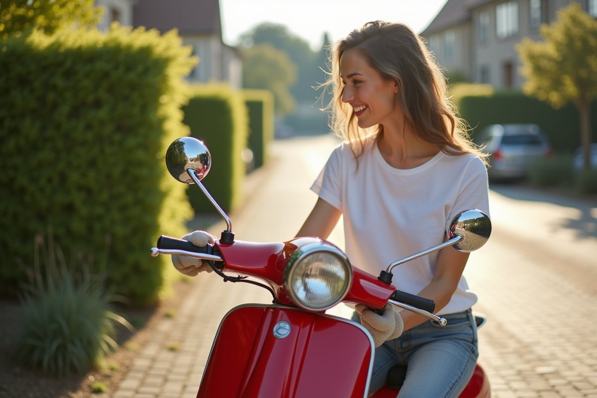 Femme polissant le guidon d