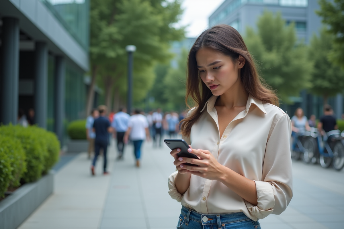 Jeune femme regardant des actualités sur le quantum computing