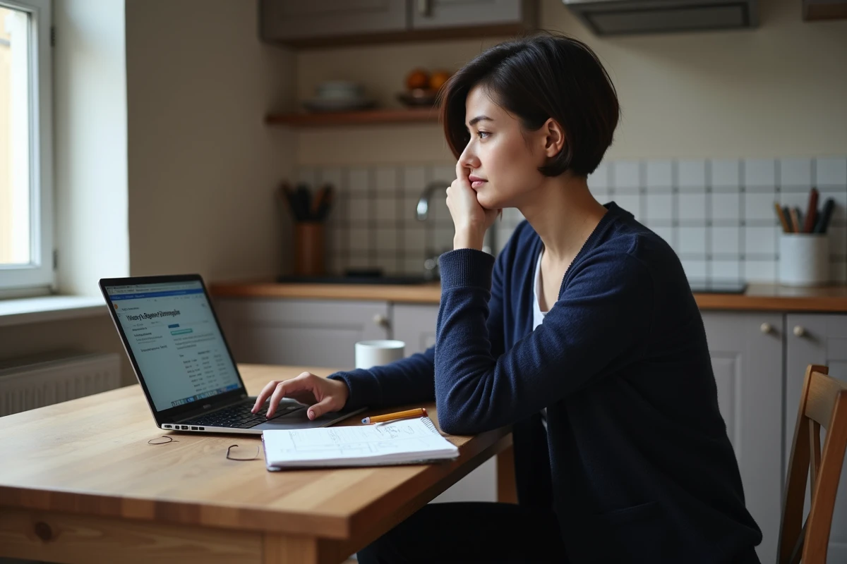 Jeune fonctionnaire catégorie C calculant ses perspectives d'augmentation de salaire en 2026 à domicile