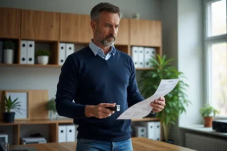 Homme d'âge moyen dans un bureau moderne au Luxembourg