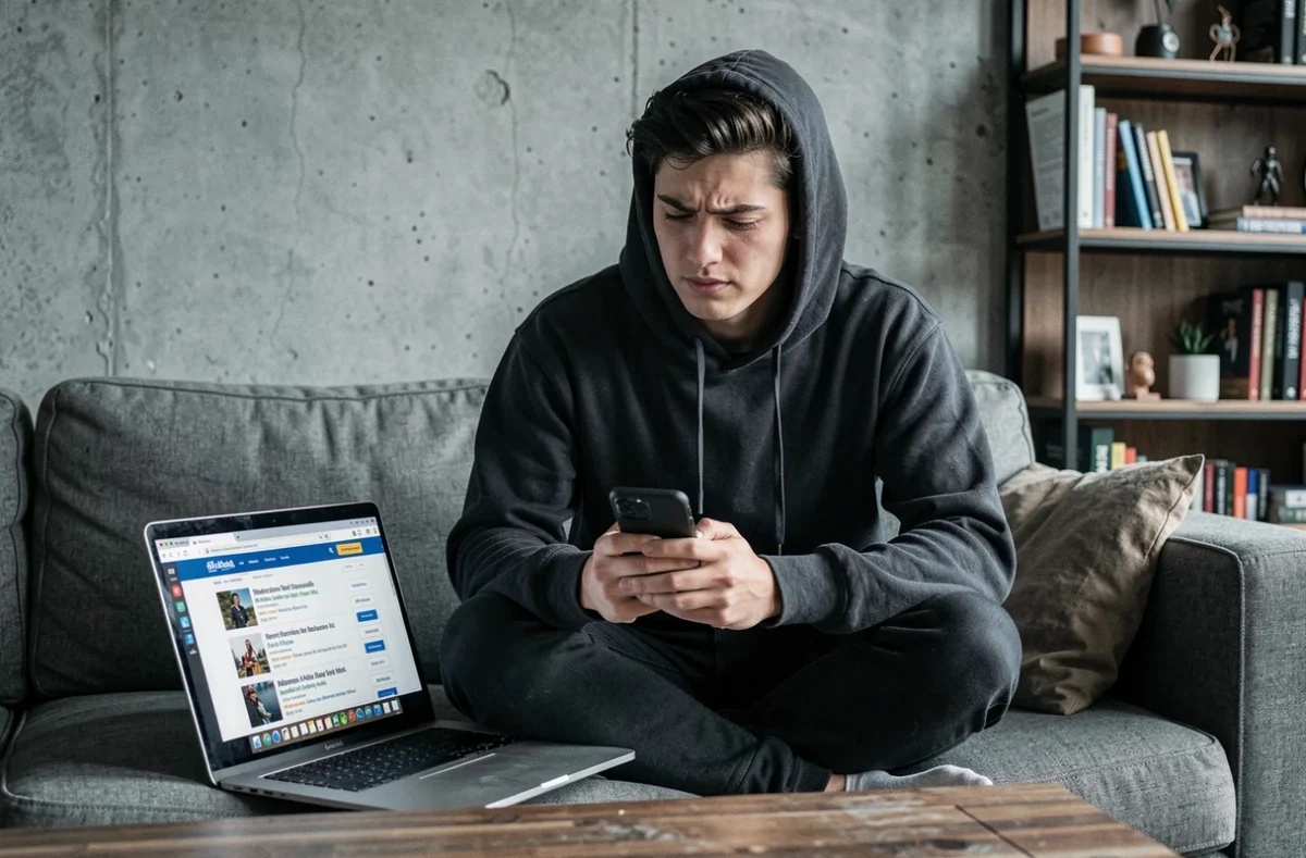 Jeune adulte vérifiant sur smartphone les liens et redirections d'un site de streaming pour éviter les arnaques en 2026